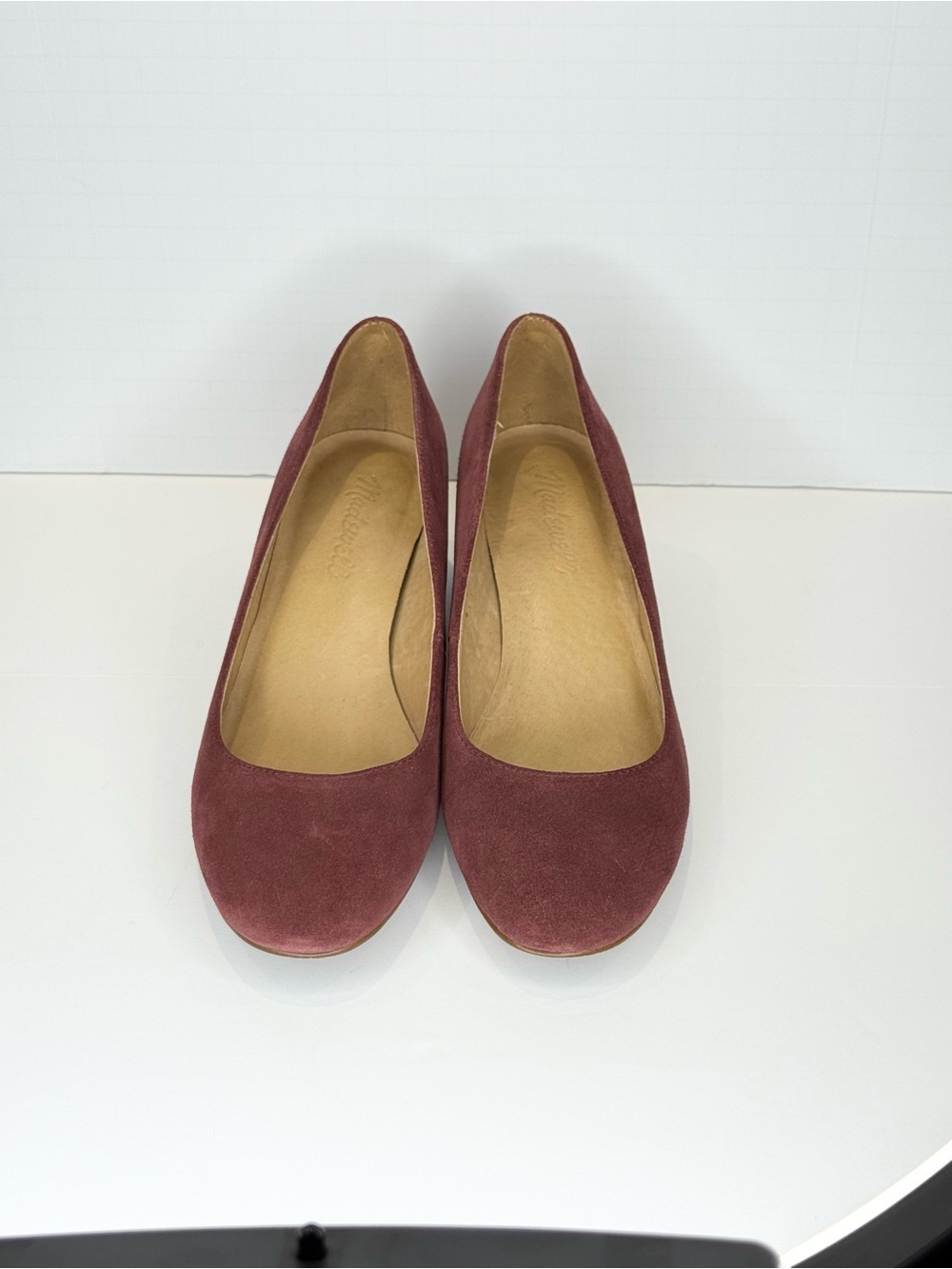 Madewell Ella Pumps Wood Heel Women's Size 6 Round Toe Suede Burgundy - Picture 2 of 8